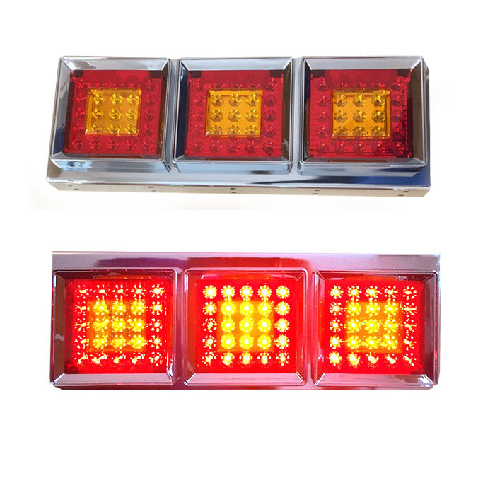LED диоден стоп хром с 3 квадратни хамбургера