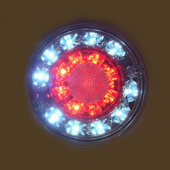 LED диоден стоп хамбургер, червено-бял - 24V