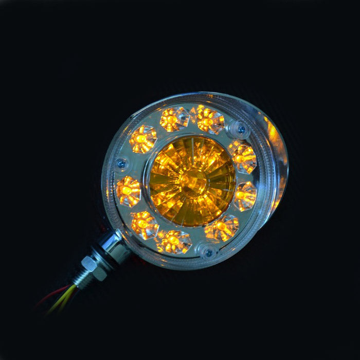 Кръгла LED светлина 24V с 14 диода хром – жълто/жълто