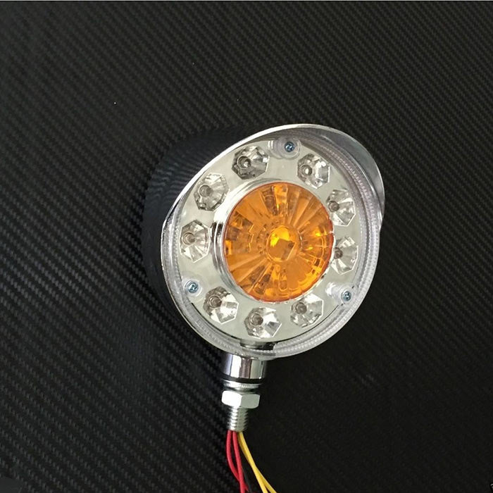Кръгла LED светлина 24V с 14 диода хром – жълто/жълто