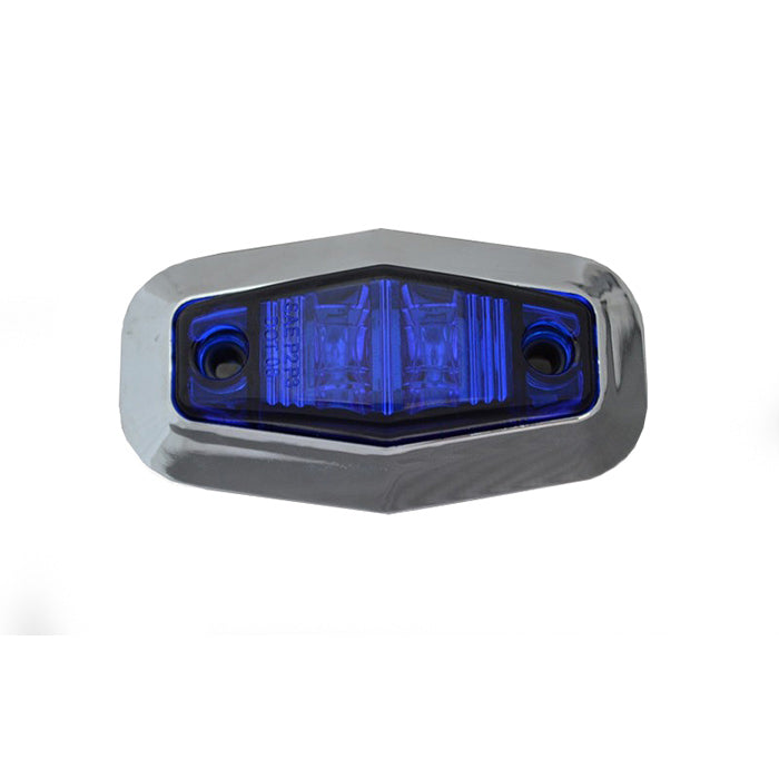 Диоден габарит хекса хром син, с 2 LED - 24V