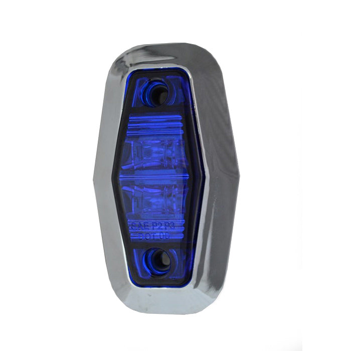 Диоден габарит хекса хром син, с 2 LED - 24V