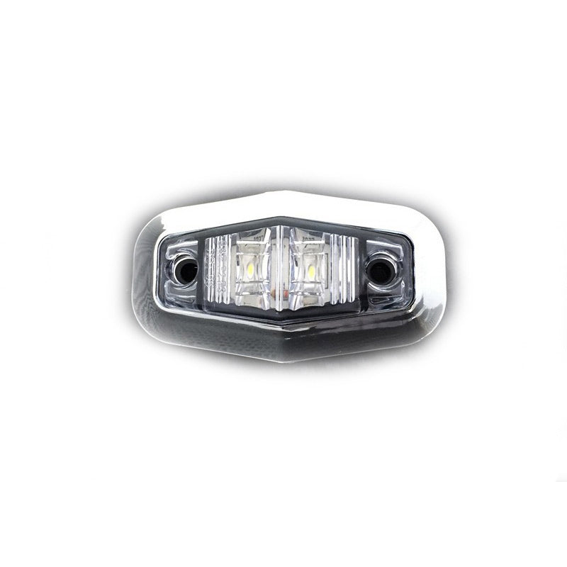 Диоден габарит хекса хром, бял с 2 LED, 12V