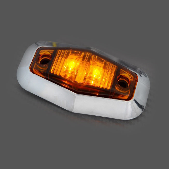 Диоден габарит хекса хром жълт, с 2 LED 12V