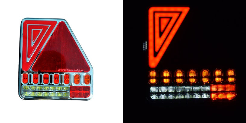 Ляв LED неон стоп за ремарке, триъгълник, с динамичен мигач 12/24V