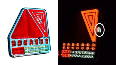 Десен LED неон стоп за ремарке, триъгълник, с динамичен мигач 12/24V