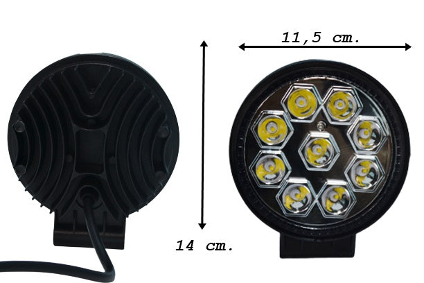 Кръгъл LED халоген- прожектор хекса 9 диода, 27W