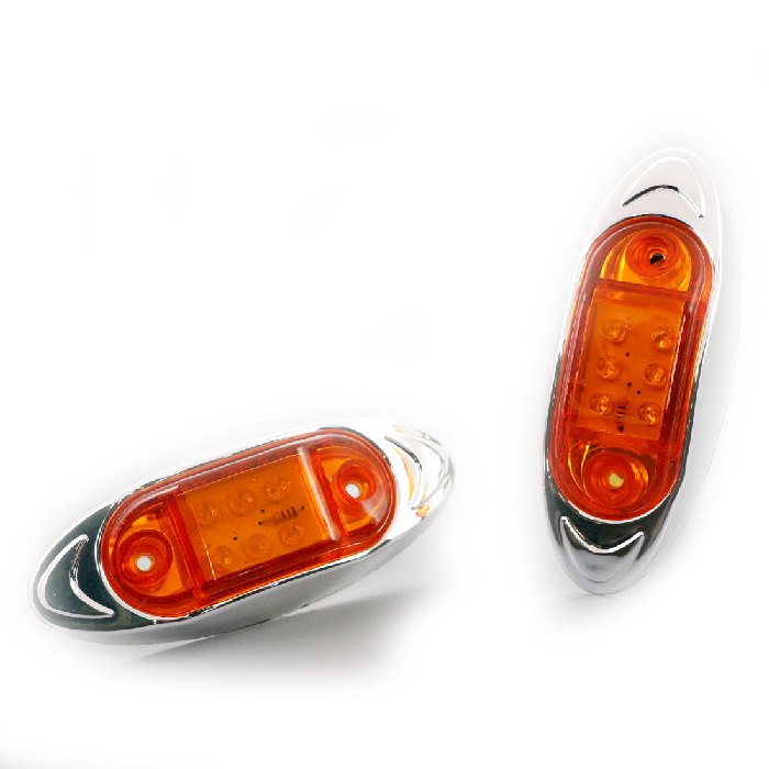 Червен LED габарит с хромиран панел, 24V