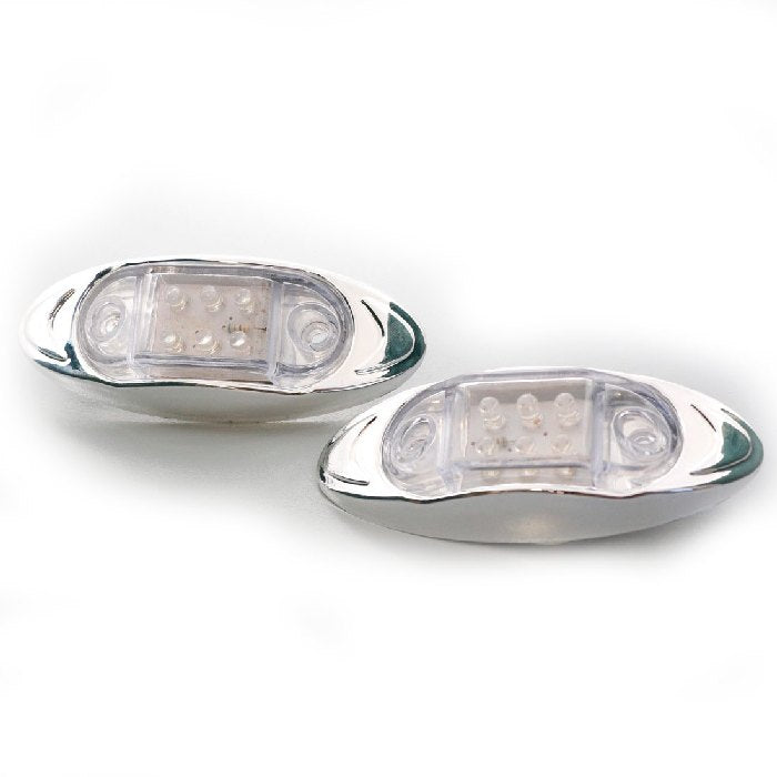 Бял LED габарит с хромиран панел, 24V