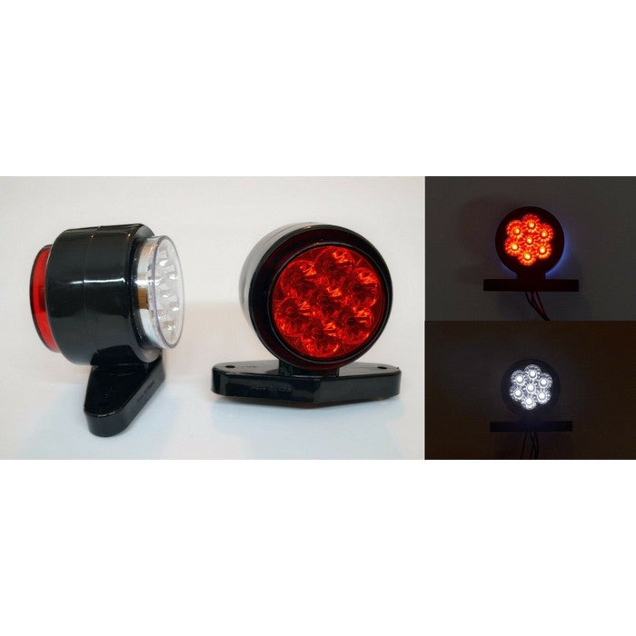 Късо LED рогче с 14 диода - червено/бяло, 12V