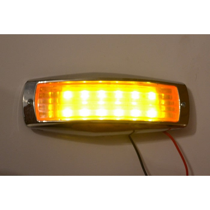 Хромиран страничен LED габарит с 12 Epistar диода - 24V, жълт