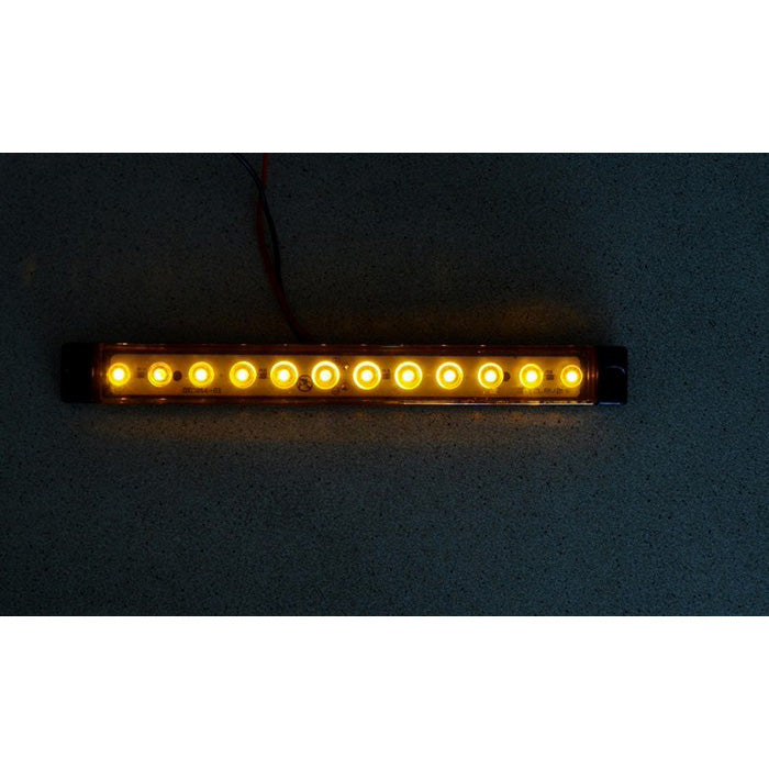LED габарит с дълга светлина, жълта с черни краища, 12V