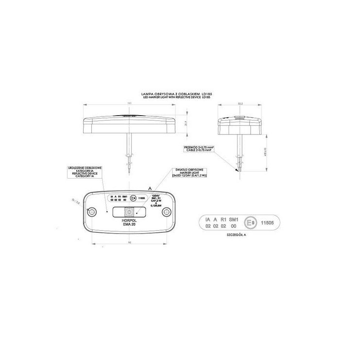 LED габарит с 3 диода, 12/24V Е- маркиран