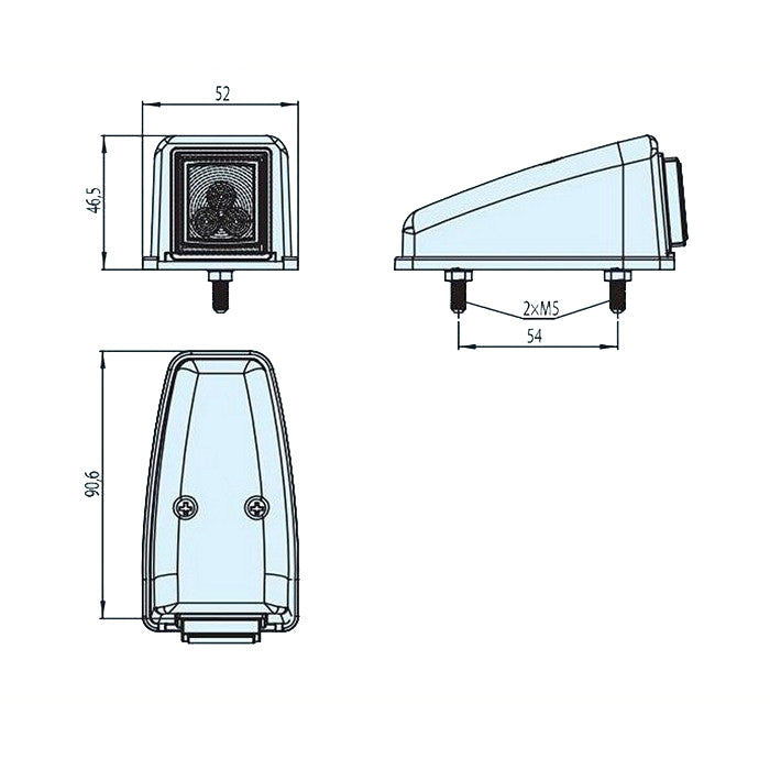 LED габарит за ъгъл/покрив 12-24V - червен