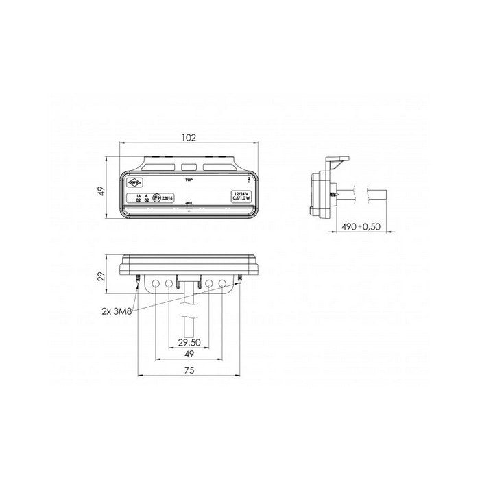 LED габарит SLIM, неон червен 12/24V