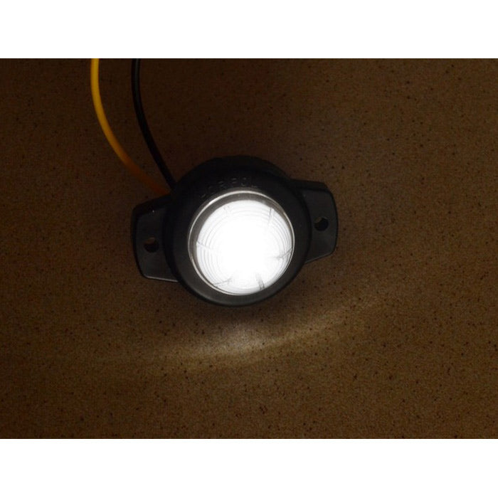 Бял LED габарит с черна подложка, 12-24V - малък и кръгъл