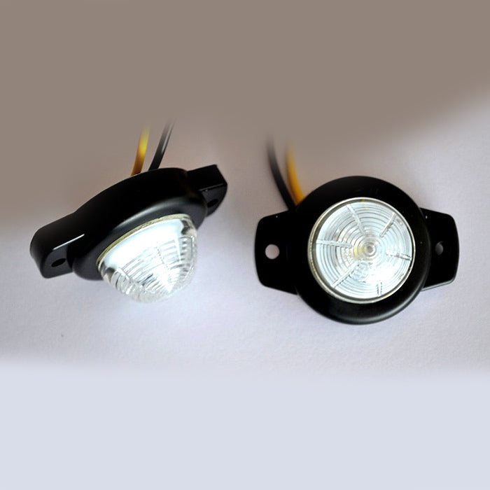 Бял LED габарит с черна подложка, 12-24V - малък и кръгъл