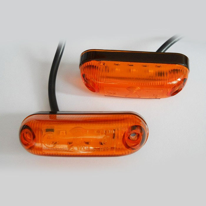 LED габарит с 3 диода, жълт овал -12-24V