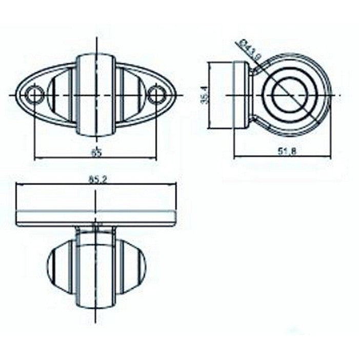 LED рогче късо, бяло/червено - 12-24V