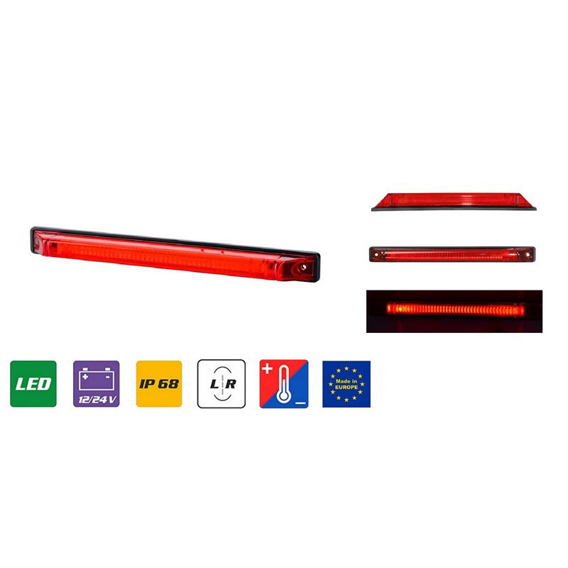 Дълъг LED габарит 12-24V - червен