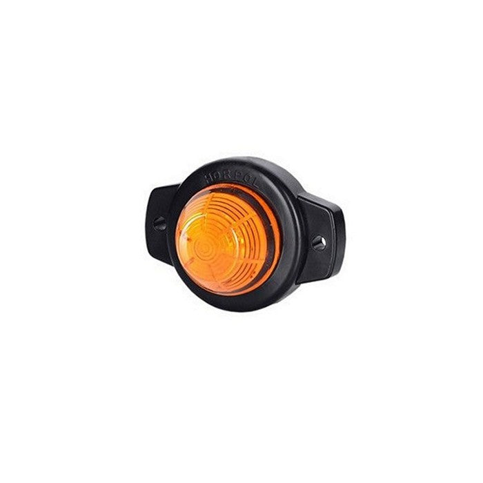 Жълт малък кръгъл LED габарит с черна подложка, 12-24V