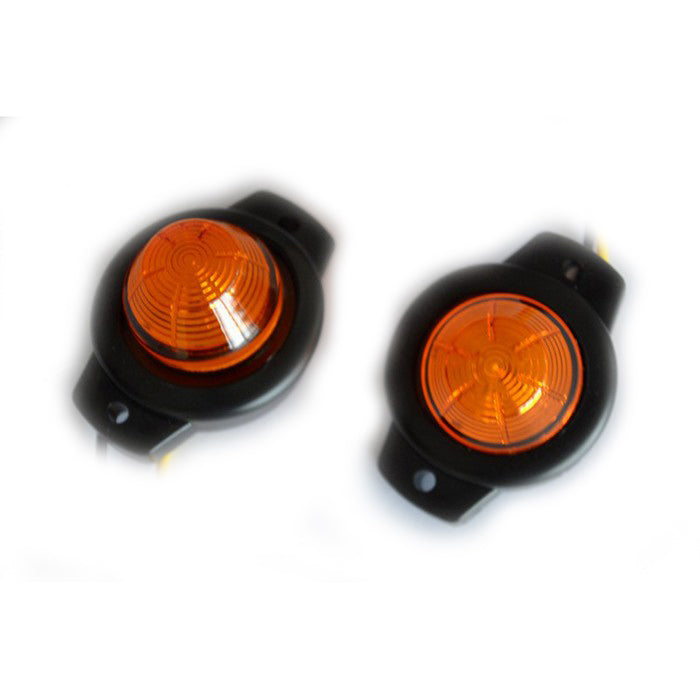 Жълт малък кръгъл LED габарит с черна подложка, 12-24V