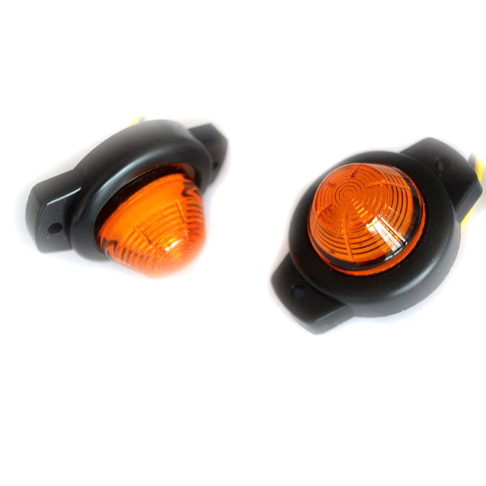 Жълт малък кръгъл LED габарит с черна подложка, 12-24V