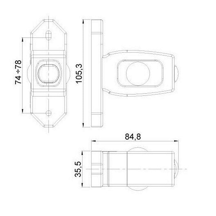 Къс LED габарит 3 цвята - бял, жълт и червен, 12-24V