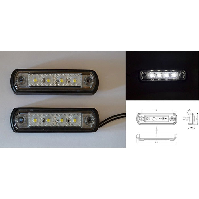 LED габарит за ролбар бял, 12-24V