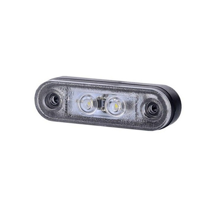 LED габарит - флаш с 2 СМД диода, двойна черна основа бял, 12-24V