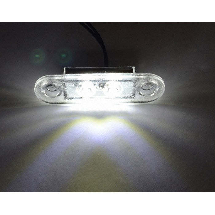 LED габарит - флаш с 2 СМД диода, двойна черна основа бял, 12-24V
