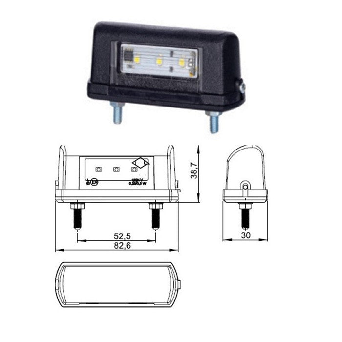 Черно LED осветление за номер, 12-24V