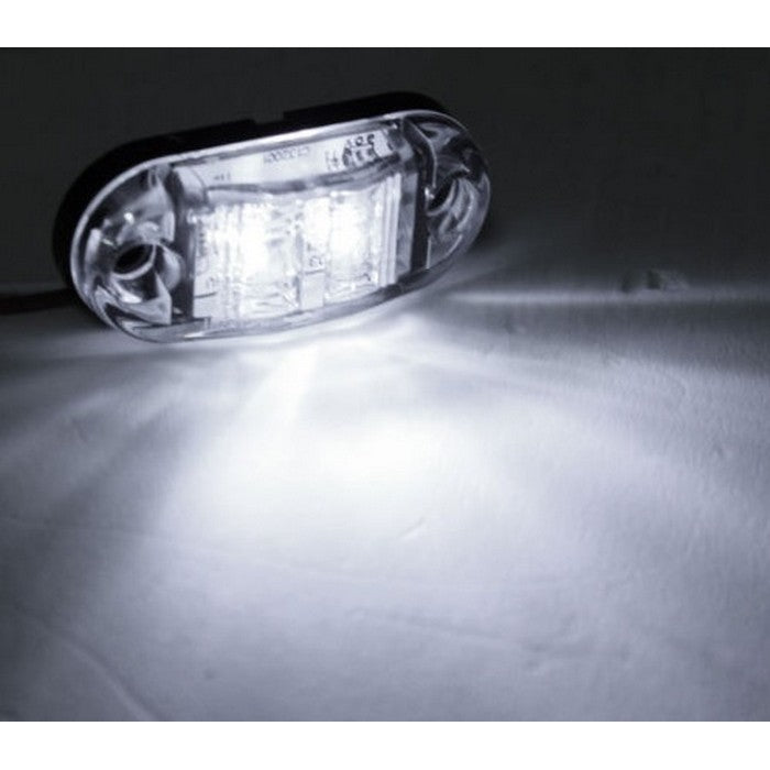 LED габарит бял овал Е-маркиран с 2 диода, 12V
