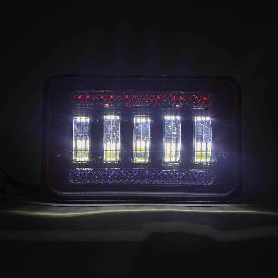 LED бар прожектор с бяла светлина и червен/син габарит