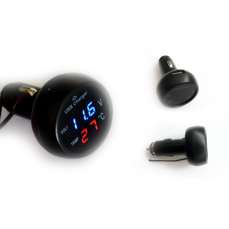 USB зарядно с термометър и волтметър 12-24V