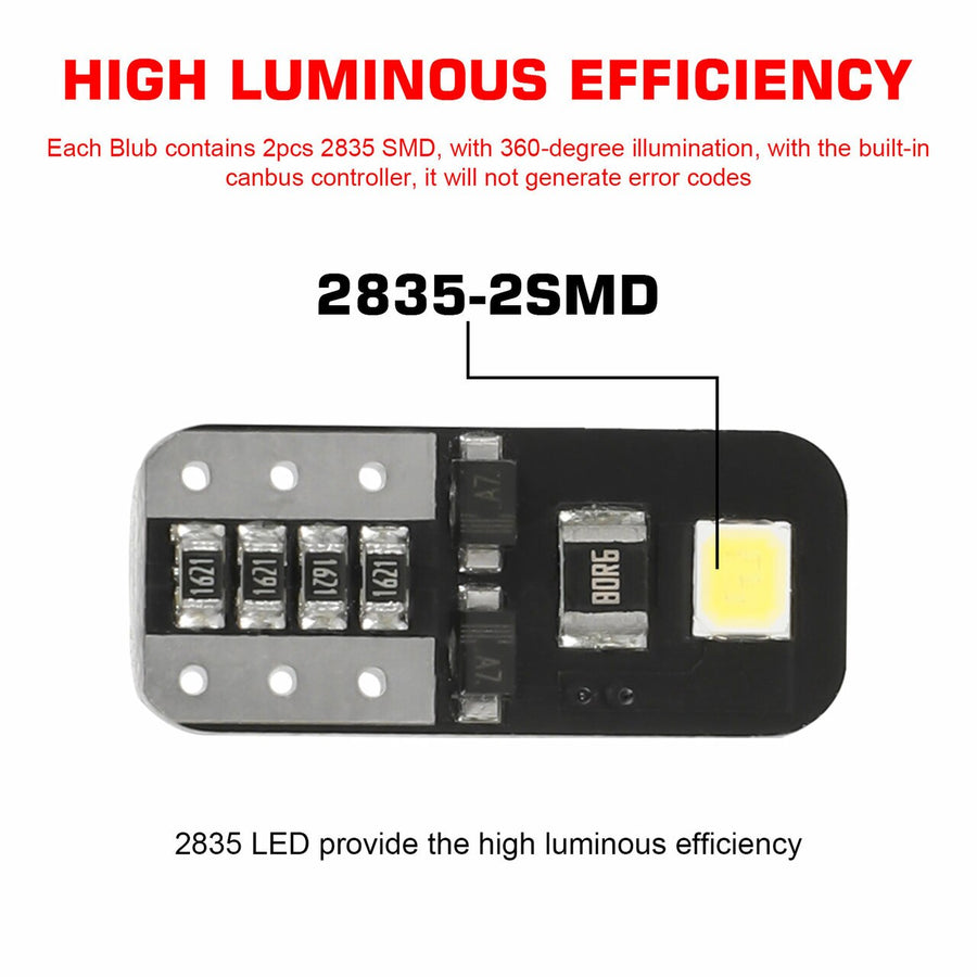 Лед Крушки За Габарит, Т10 W5W LED 2 SMD, 12V, Canbus, Бяла Светлина