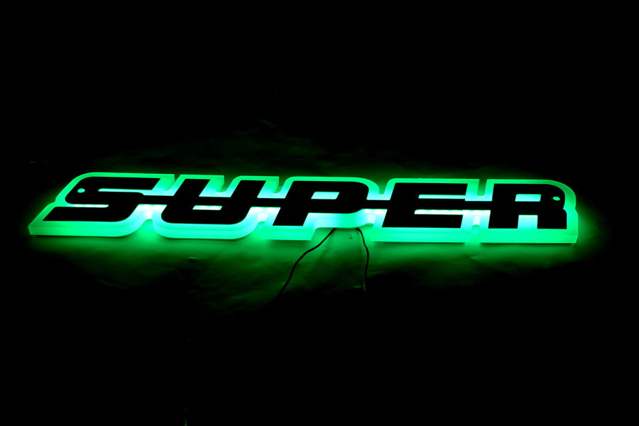 Огледална табела с надпис Super, за решетка, 24V, Зелена
