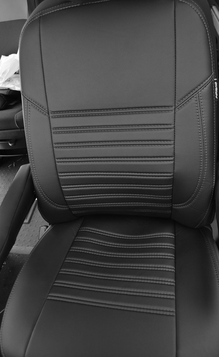 Кожена тапицерия за седалки, черна с черен шев за Renault Master, Opel Movano 2011-2020