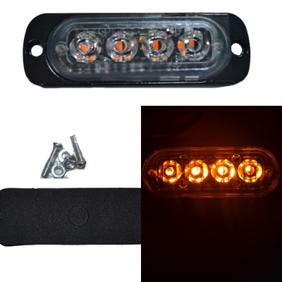 Блиц габарит „Пътна помощ“, 4 LED, 12W, оранжева светлина, бяло стъкло, 12V/24V