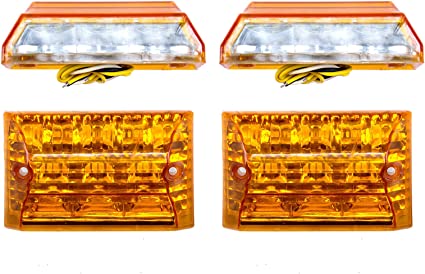 Комплект от 2 броя LED плафони за регистрационен номер бял с оранжево/жълта позиция - 12V - за ремарке каравана бус ван трактор и др.