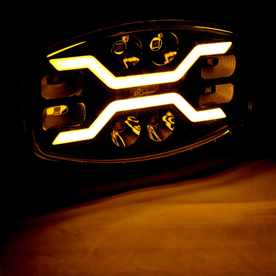 Овал Комбо LED Халоген + дневна бяла/ жълта NEON светлина, 16 диода, 12/24V