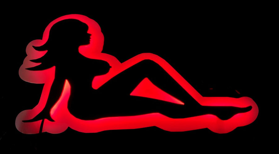 Дясна 3D LED табела WOMAN LADY, червена мат, 59x32 см, 12/24V
