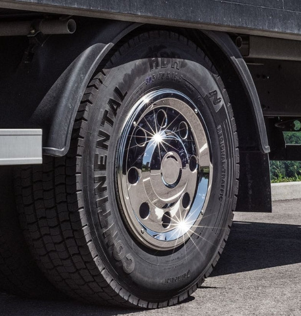 Заден плосък тас за камион 22, 5, огледална неръждавейка, 10 отвора