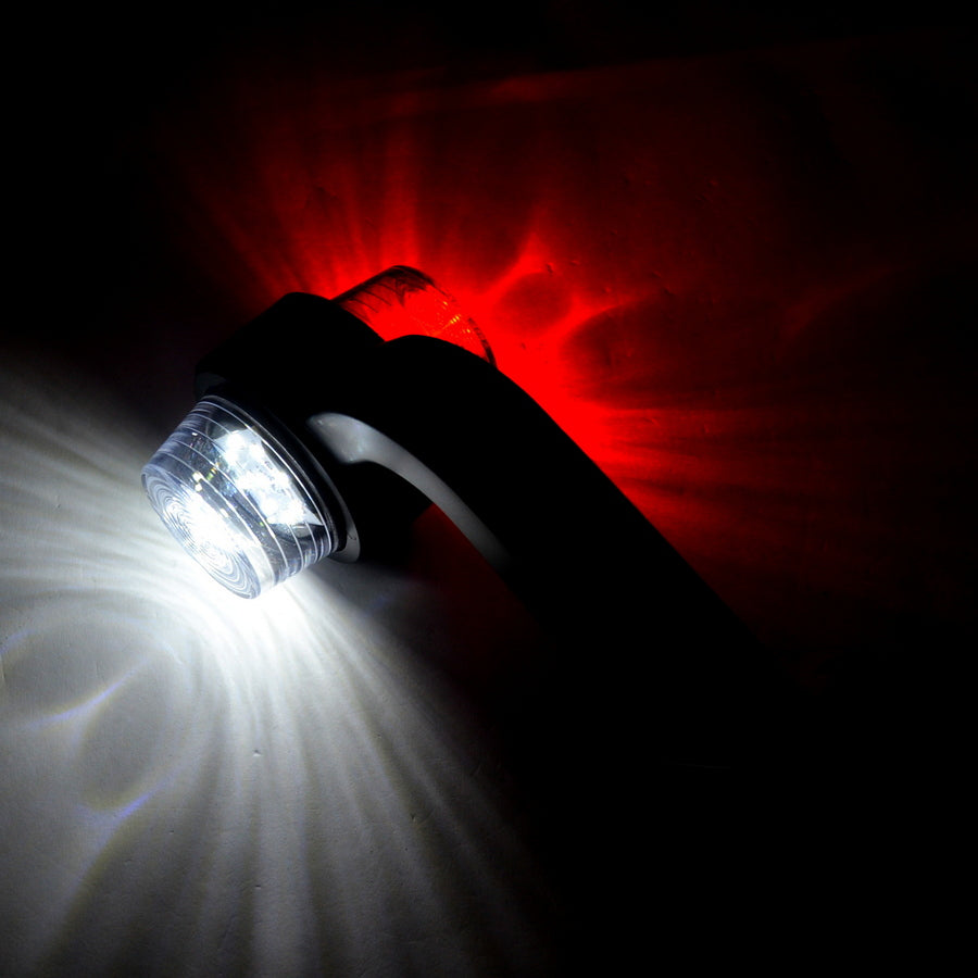 Maxi габарит, криво LED рогче, червено/бяло, 12/24V