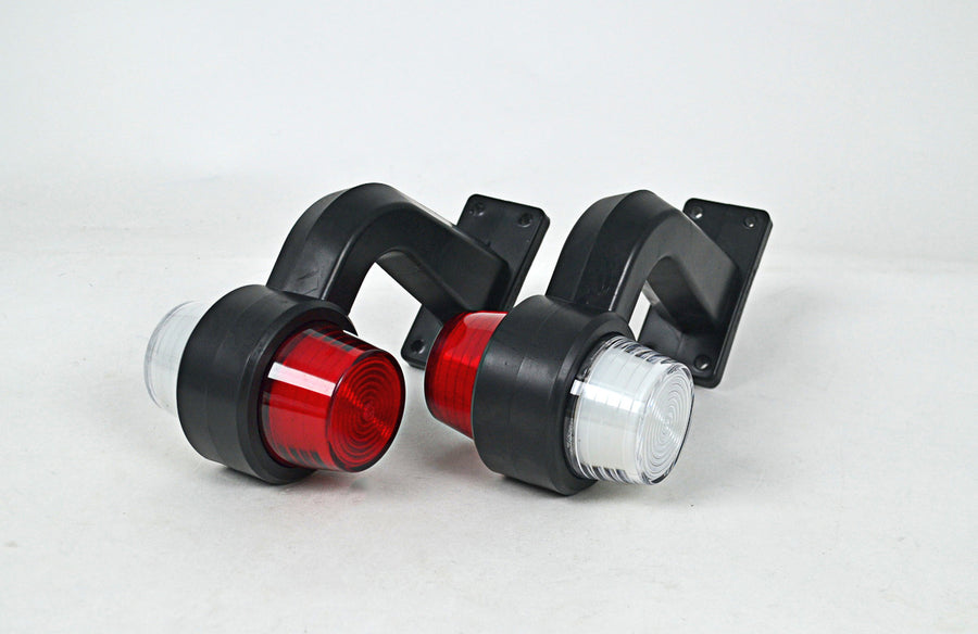 Maxi габарит, криво LED рогче, червено/бяло, 12/24V