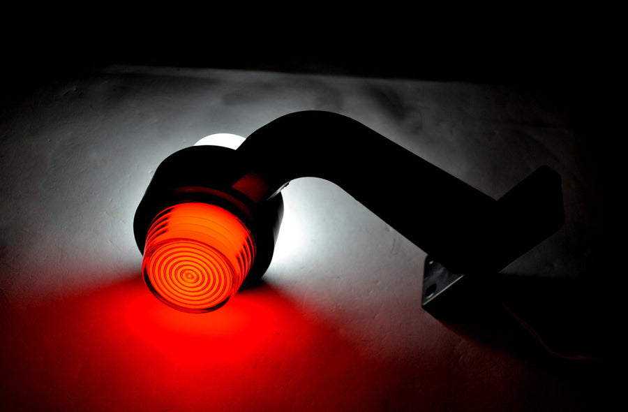Maxi габарит, криво LED рогче, червено/бяло, 12/24V