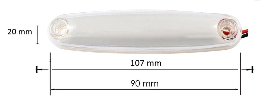 LED Светодиоден Габарит Неон Ефект Маркер Токос Бял 12V-24V 107 mm