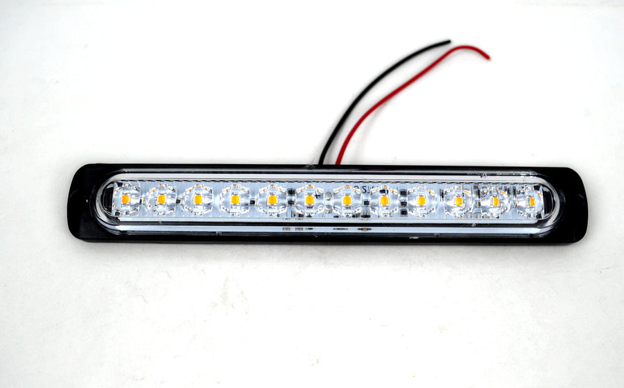 LED блиц 12 диода, флаш светлина прозрачно стъкло, 12/24V, Жълт