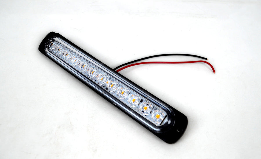 LED блиц 12 диода, флаш светлина прозрачно стъкло, 12/24V, Жълт