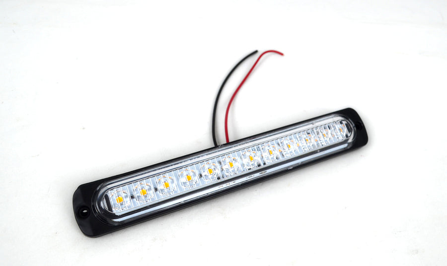 LED блиц 12 диода, флаш светлина прозрачно стъкло, 12/24V, Жълт